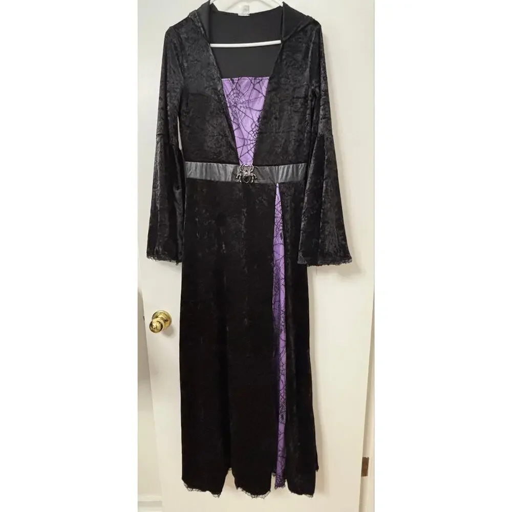Spirit Halloween Spider Sorceress Costume Adult Medium Hooded Dress Witch - Picture 2 of 8